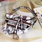 Replica Dior M0455 Saddle Bag With Strap White Cross-Stitch Embroidery