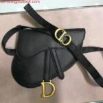 Replica Dior Saddle Belt Bag S5632 Black Goat leather