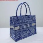 Replica Dior M1296 Book Tote Medium Neon Blue Toile de Jouy Reverse Embroidery