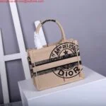 Replica Dior M1265 Small Book Tote Beige jute fabric with Union motif