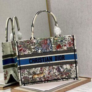 Replica Dior M1296 Medium Book Tote Latte D-Constellation Embroidery Beige