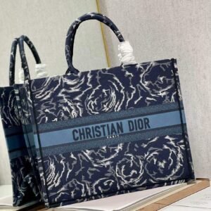 Replica Dior M1286 Large Book Tote Blue Dior Roses embroidery