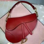 Replica Dior M0446 Dior Saddle Bag M0447 Red Goatskin Gold Hardware