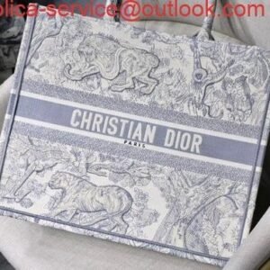 Replica Dior M1286 Book Tote Christian Dior Shoulder Shopping Bag Lion Printer Gray