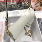 Replica Dior M0446 Dior Saddle Bag M0447 White Grained Calfskin