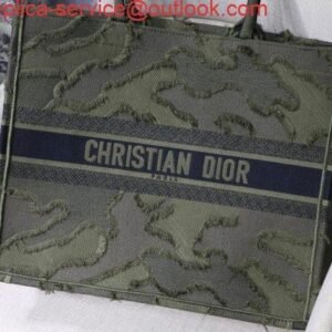 Replica Dior Book Tote M1286 Green Camouflage Embroidery Shopping Bag