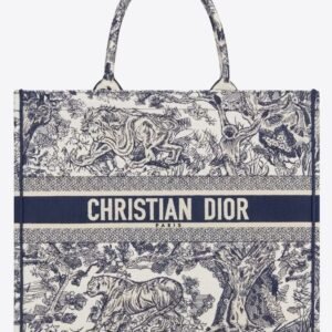 Replica Dior M1296 Medium Book Tote Toile de Jouy Zodiac latte embroidery
