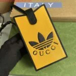 Replica Adidas x Gucci phone case 702203 Off-black and yellow leather