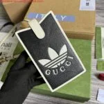 Replica Adidas x Gucci phone case 702203 Black and off-white leather