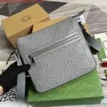 Replica Gucci 406410 GG embossed small messenger bag Grey