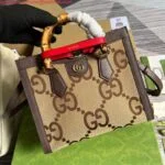 Replica Gucci 660195 Gucci Diana jumbo GG Small Tote Bag Brown