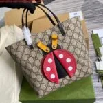 Replica Gucci 666288 Ladybug Tote Bag Brown
