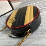 Replica Gucci 550154 GG Marmont Mini Round Shoulder Bag Black Yellow